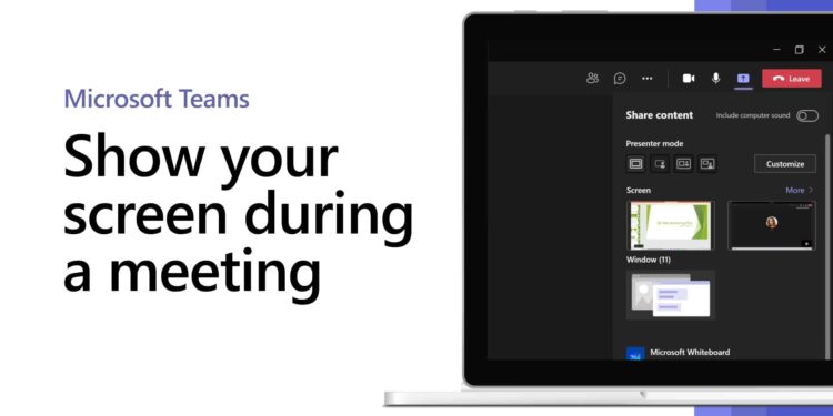 share a screen in the Microsoft Teams